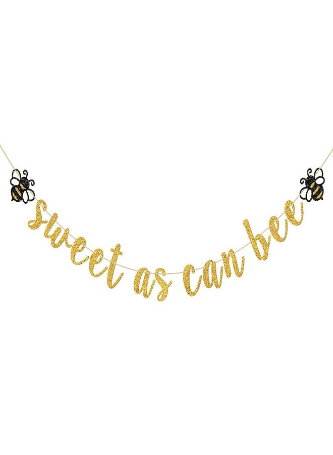 INNORU Sweet As Can Bee Banner, Bumble Bee Baby Shower Birthday Party Decorations, Honey Party, Mommy to Be Sign Banner, Gender Reveal Engagement Party Decoration Gold Glitter - Image 1