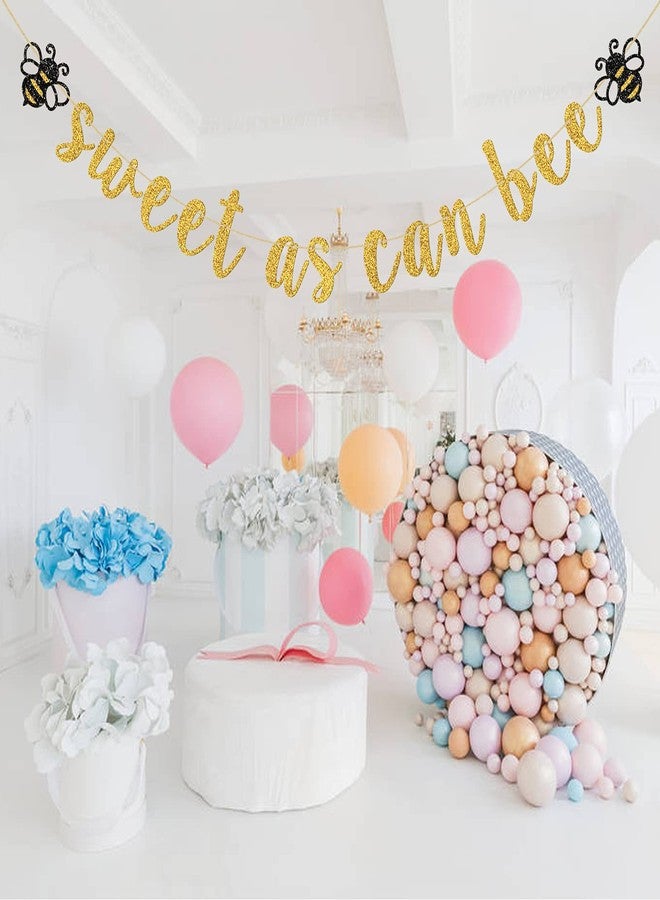 INNORU Sweet As Can Bee Banner, Bumble Bee Baby Shower Birthday Party Decorations, Honey Party, Mommy to Be Sign Banner, Gender Reveal Engagement Party Decoration Gold Glitter - Image 4