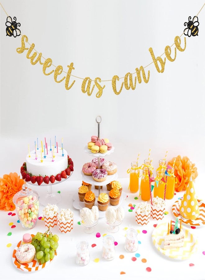 INNORU Sweet As Can Bee Banner, Bumble Bee Baby Shower Birthday Party Decorations, Honey Party, Mommy to Be Sign Banner, Gender Reveal Engagement Party Decoration Gold Glitter - Image 2