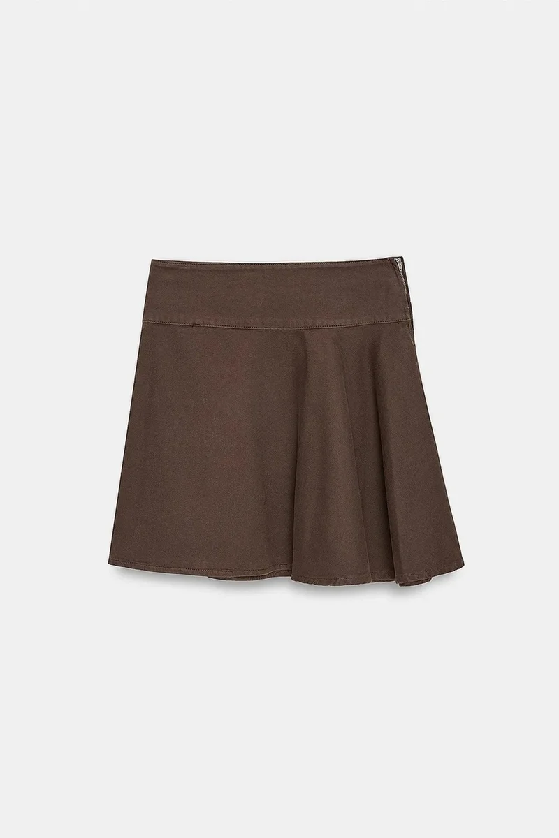 DILVIN High-Waist Cotton Poplin A-Line Mini Skirt