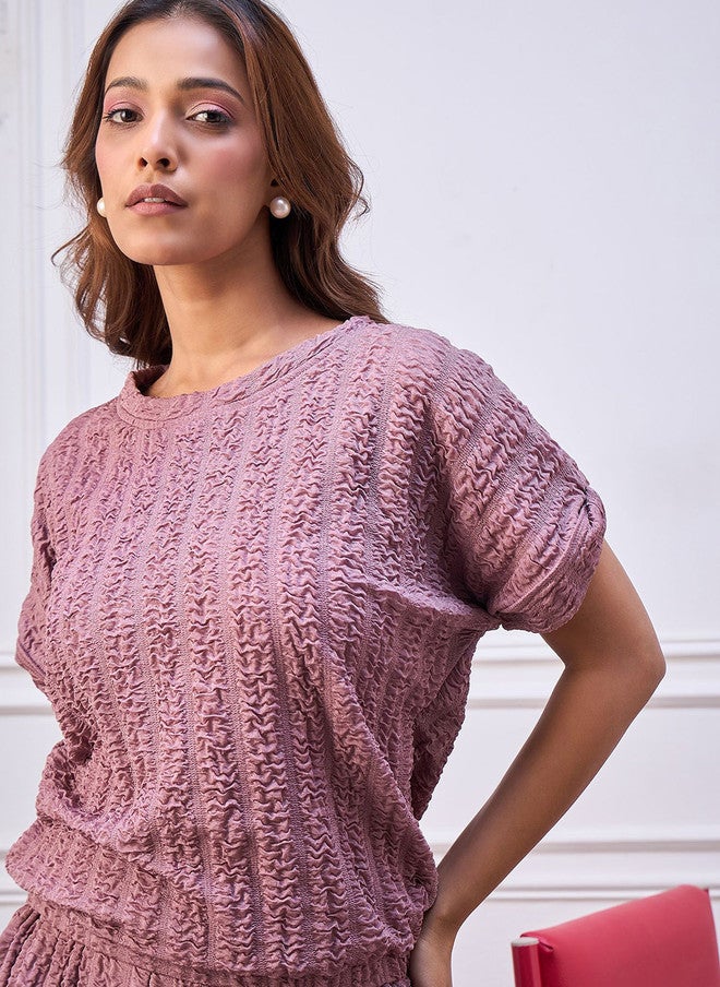 StyleStone طقم علوي وسروال مجعد بلون اللافندر من ستايل ستون للملابس الكاجوال - Image 2