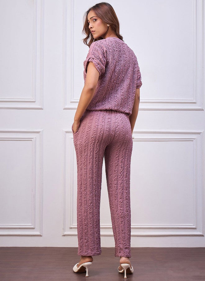 StyleStone طقم علوي وسروال مجعد بلون اللافندر من ستايل ستون للملابس الكاجوال - Image 5