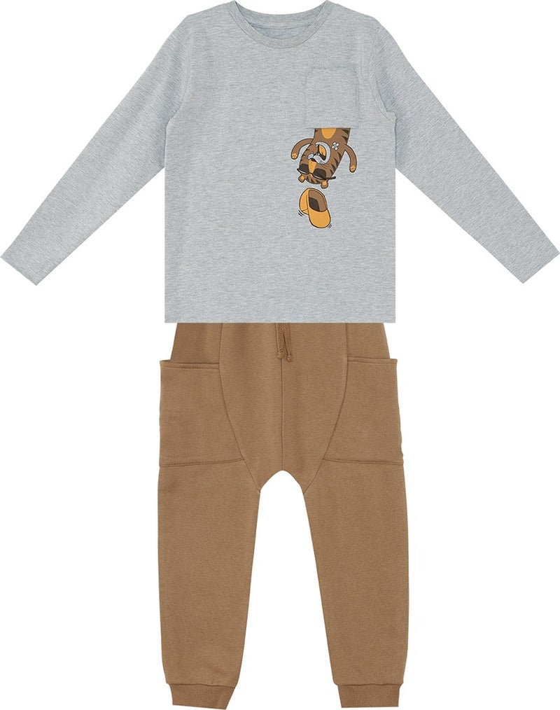 Denokids Pocket Tiger Boy T-Shirt Trousers Set  - Image 3