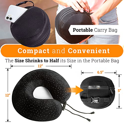 Aeris Memory Foam Travel Pillow for Airplanes - Best Airplane Neck Pillow for Long Flights - Plane Accessories Carry Bag to Save Space, Ear Plugs and Eye Mask - Perfect Flight Set & Gift - Image 3