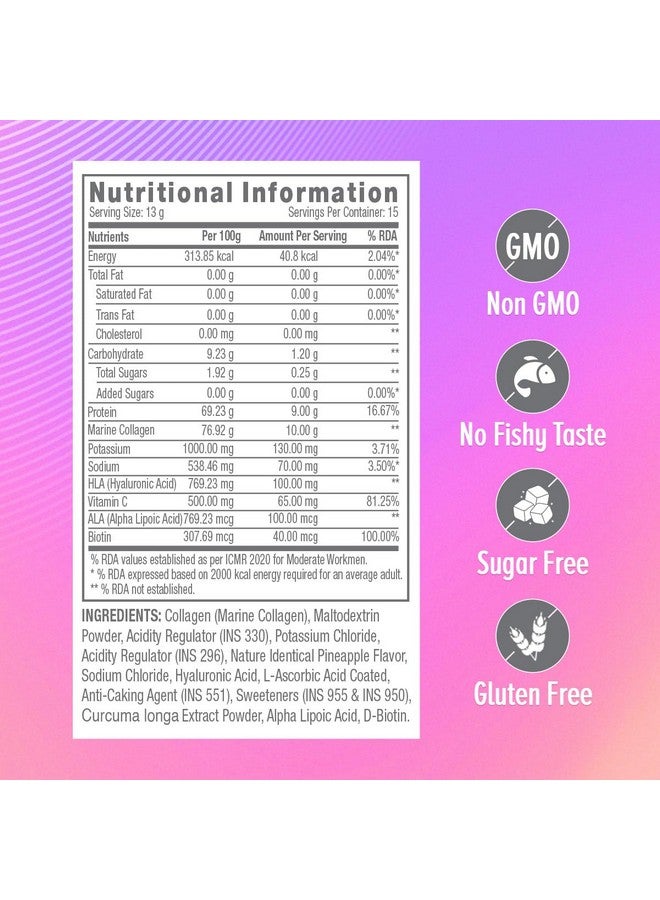 GNC كولاجين البحر من GNC، الكولاجين المثبت سريرياً الوحيد في الهند بوزن 10 جرام، 200 جرام، بشرة متألقة وشابة، يقلل من الخطوط الدقيقة والتجاعيد، بشرة صحية، شعر وأظافر، أناناس - مسحوق، 1 حبة، 15 حصة - Image 5