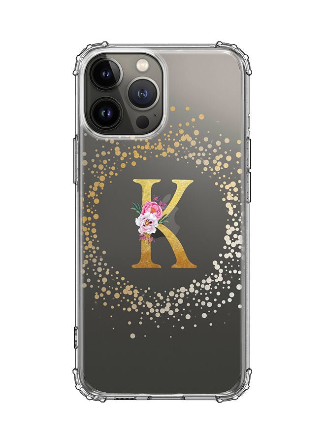 Stylizedd Monogram Design Classic Clear Cover for Apple iPhone 13 Pro Max Case Soft TPU Gel Thin Transparent Flexible Cover - K - Image 1