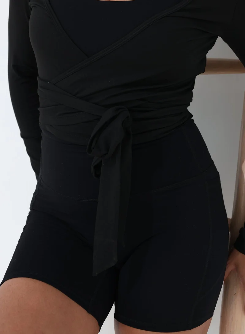 Mohuki Black Lounge Wrap Top for Women | Best Price UAE