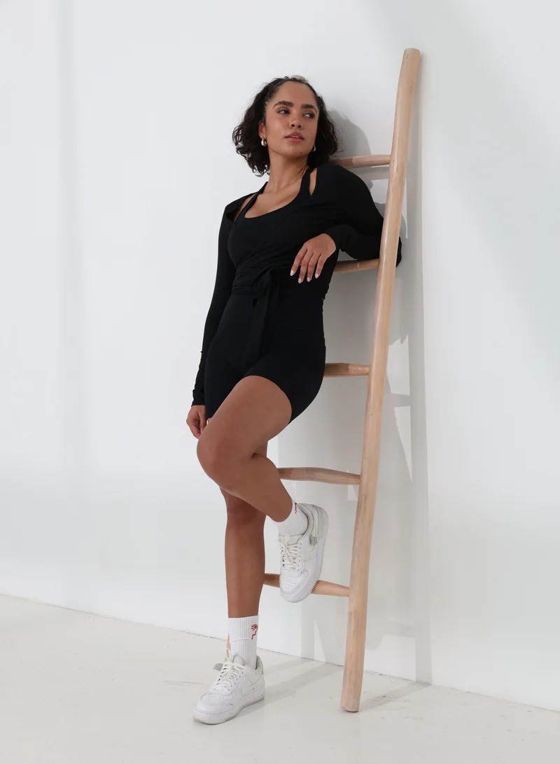 Mohuki Black Lounge Wrap Top for Women | Best Price UAE