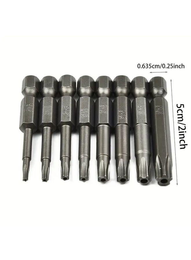 1 Set 8pcs T8 T40 Torx Bit Kit 1 4 Inch Hex Shank Metal Screwdriver Bits No Electricity Needed - Image 4