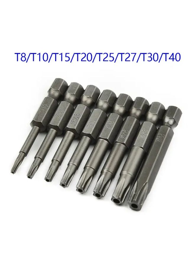 1 Set 8pcs T8 T40 Torx Bit Kit 1 4 Inch Hex Shank Metal Screwdriver Bits No Electricity Needed - Image 1