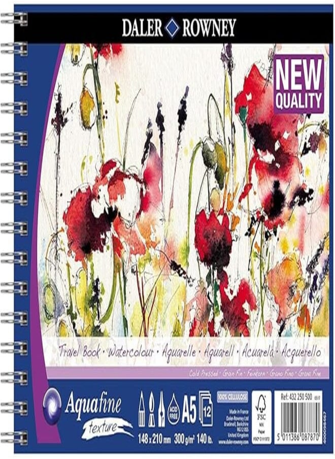 Daler Rowney - Daler Rowney AQUAFINE WC TEXTUREURE SPIRAL TRAVELBOOK A5 - Image 1