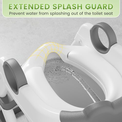 COOSEYA Frog Toilet Seat, Potty Training Toilet Seat for Toddler, Upgrade Potty Training 2 in 1 Toddler Toilet Seat for Boys Girls,Waterproof Soft Mat Non-slip Step Stool - Image 4
