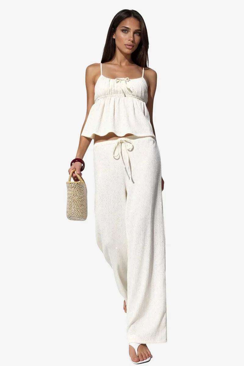 بوسيم BUSEM Women's Straight-Leg Drawstring Trousers
