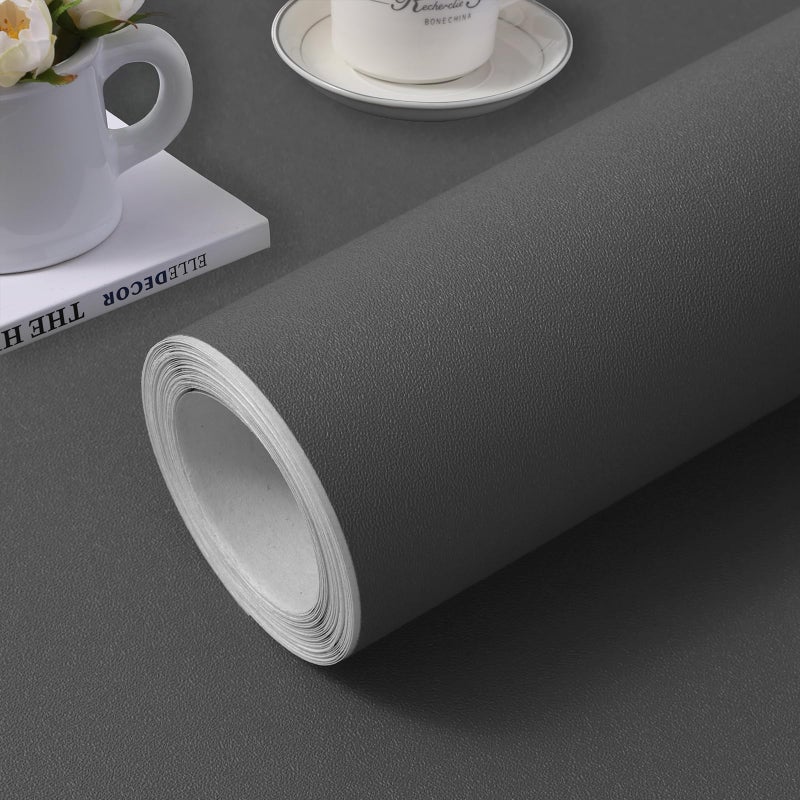 practicalws (15.7 inchx118 inch) Grey Wallpaper Self Adhesive Peel and Stick Wall Pattern for Living Room TV Wall Store Backdrops Thick Wallpaper PVC DIY Decorative Roll Dark Gray - Image 1