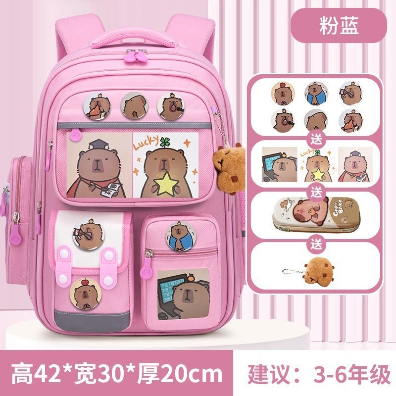 New Cartoon School Backpack for Grades 1-3-6, KULUOMI & Cinnamoroll Design, Lightweight & Ergonomic