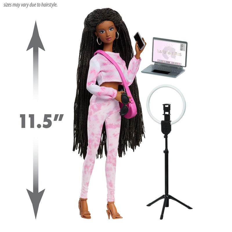 Just Play Purpose Toys Naturalistas 11.5-inch Grace Fashion Doll and Accessories with 4B Textured Hair, Medium Brown Skin Tone, Deluxe Influencer Set - Image 3