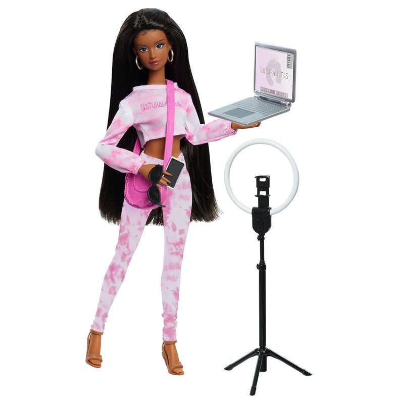 Just Play Purpose Toys Naturalistas 11.5-inch Grace Fashion Doll and Accessories with 4B Textured Hair, Medium Brown Skin Tone, Deluxe Influencer Set - Image 1