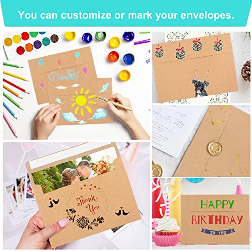 Joyberg 50 Pack Brown Kraft Envelopes, 5x7 Envelopes for Invitations, A7 Invitation Envelopes for Personalize Gift Cards, Wedding, Baby Shower, Birthday Party - Image 5