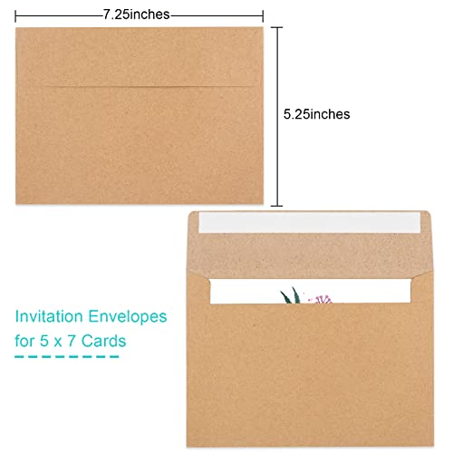 Joyberg 50 Pack Brown Kraft Envelopes, 5x7 Envelopes for Invitations, A7 Invitation Envelopes for Personalize Gift Cards, Wedding, Baby Shower, Birthday Party - Image 2