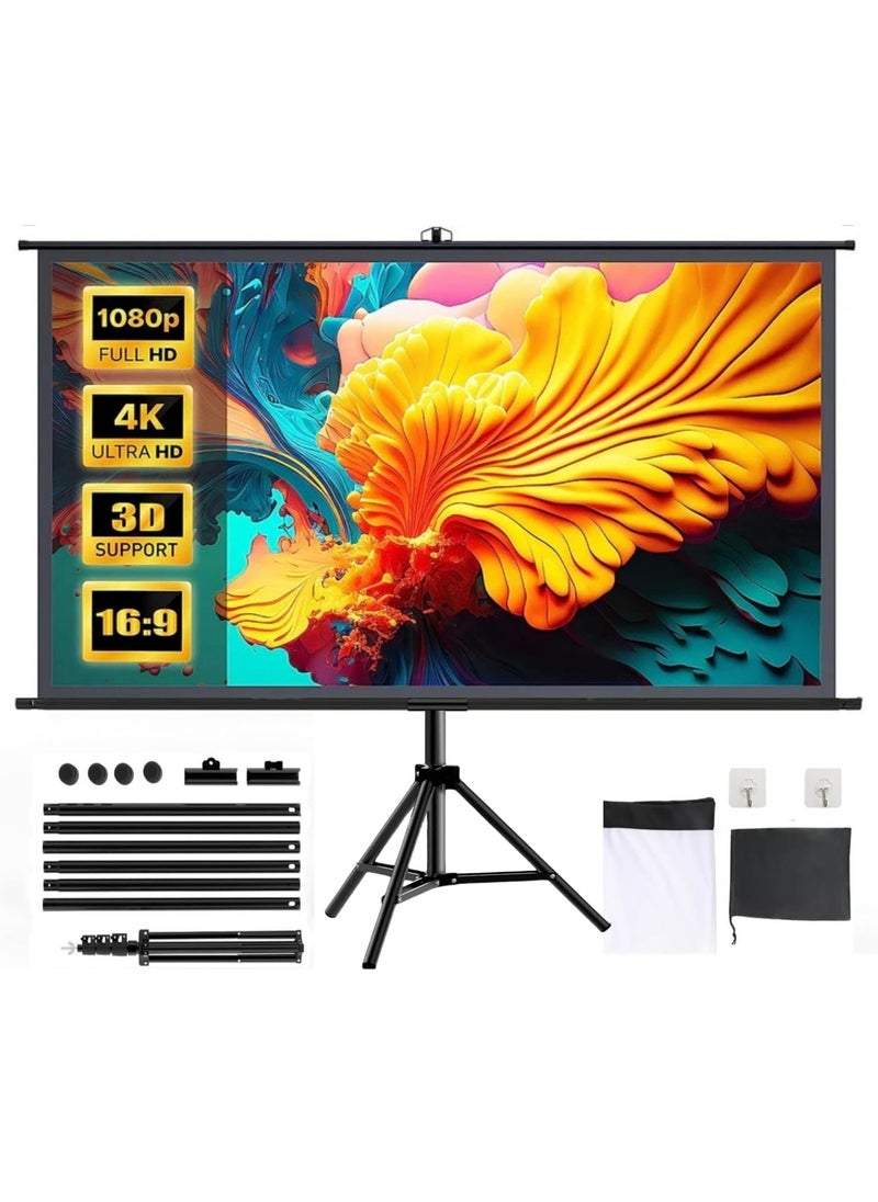 Flash Hawk 2-in-1 72 inch 16:9 Portable Foldable Projection Screen Soft Curtain With Tripod Stand and Carrying Bag for Indoor Outdoor Home Theater Backyard Cinema Travel  - Image 1