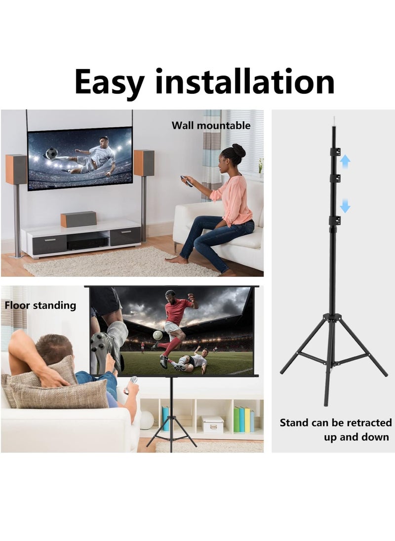 2-in-1 72 inch 16:9 Portable Foldable Projection Screen Soft Curtain With Tripod Stand and Carrying Bag for Indoor Outdoor Home Theater Backyard Cinema Travel