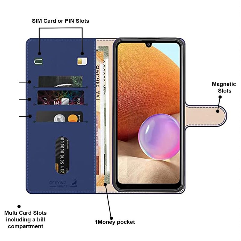 AIBEX ® Compatible for Vivo Y31 Pro 5G / Vivo T4X 5G / iQOO Z10X 5G Flip Cover Leather Finish | Inside TPU with Card Pockets | Wallet Stand | Complete Protection Flip Case -Blue - Image 4