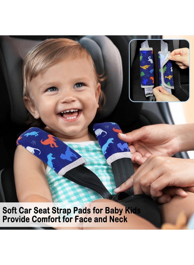 FIODAY Seat Belt Cover Pad for Baby, Soft Seatbelt Cushion Covers for Kids 2Pcs Car Seat Strap Shoulder Pads for All Car Seats, Stroller, High Chair,Blue Dinosaur - Image 3
