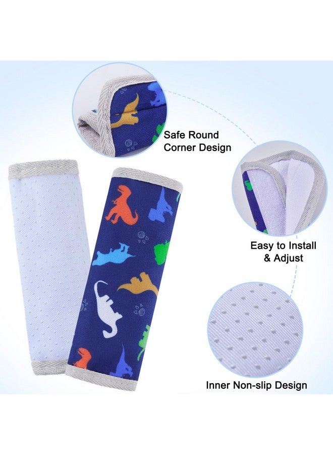 FIODAY Seat Belt Cover Pad for Baby, Soft Seatbelt Cushion Covers for Kids 2Pcs Car Seat Strap Shoulder Pads for All Car Seats, Stroller, High Chair,Blue Dinosaur - Image 5