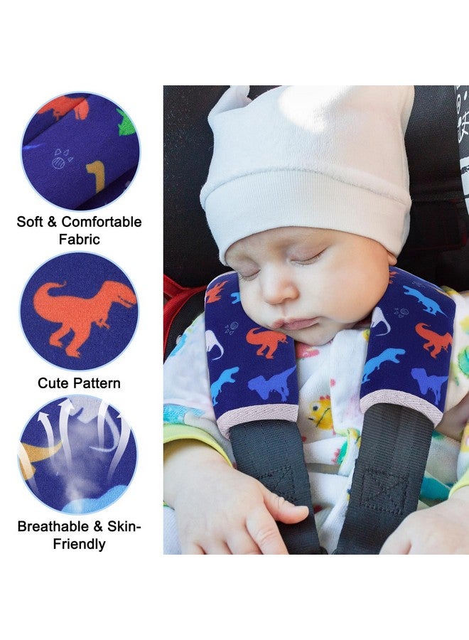 FIODAY Seat Belt Cover Pad for Baby, Soft Seatbelt Cushion Covers for Kids 2Pcs Car Seat Strap Shoulder Pads for All Car Seats, Stroller, High Chair,Blue Dinosaur - Image 4