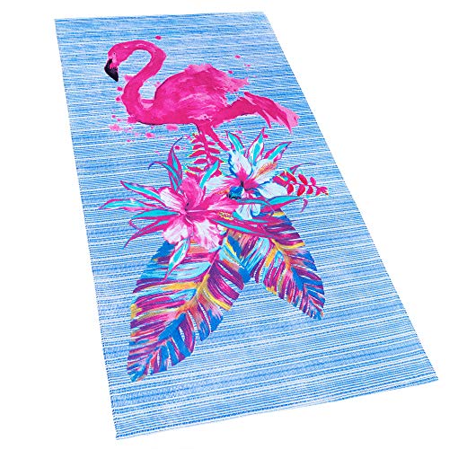 Softerry Flamingo Beach Towel 30 x 60 inches 100% Cotton (Pink Flamingo, 30" x 60") - Image 5