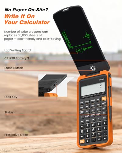 ROATEE Construction Calculator with Writing Tablet Industrial & Scientific ROATEE Engineering Calculator for Contractor, Concrete Pocket Feet-inch-Fraction Calculators for Carpenter, Framer, Remodeler - Image 2