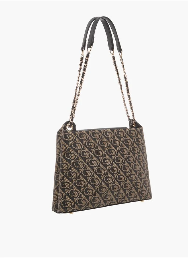 سيليست Monogram Print Tote Bag with Flap Closure