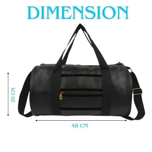 True Indian 20L Leather Gym Duffle Bag for Men & Women | Adjustable Shoulder Gym Bag | Unisex Gym Bag | Duffle Bag for Gym, Sports, Training, Workout & Fitness Bag (Black) - Image 2