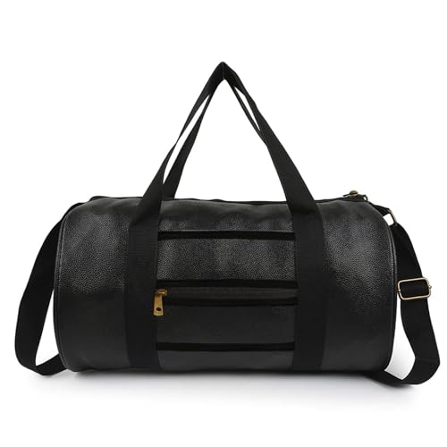 True Indian 20L Leather Gym Duffle Bag for Men & Women | Adjustable Shoulder Gym Bag | Unisex Gym Bag | Duffle Bag for Gym, Sports, Training, Workout & Fitness Bag (Black) - Image 1