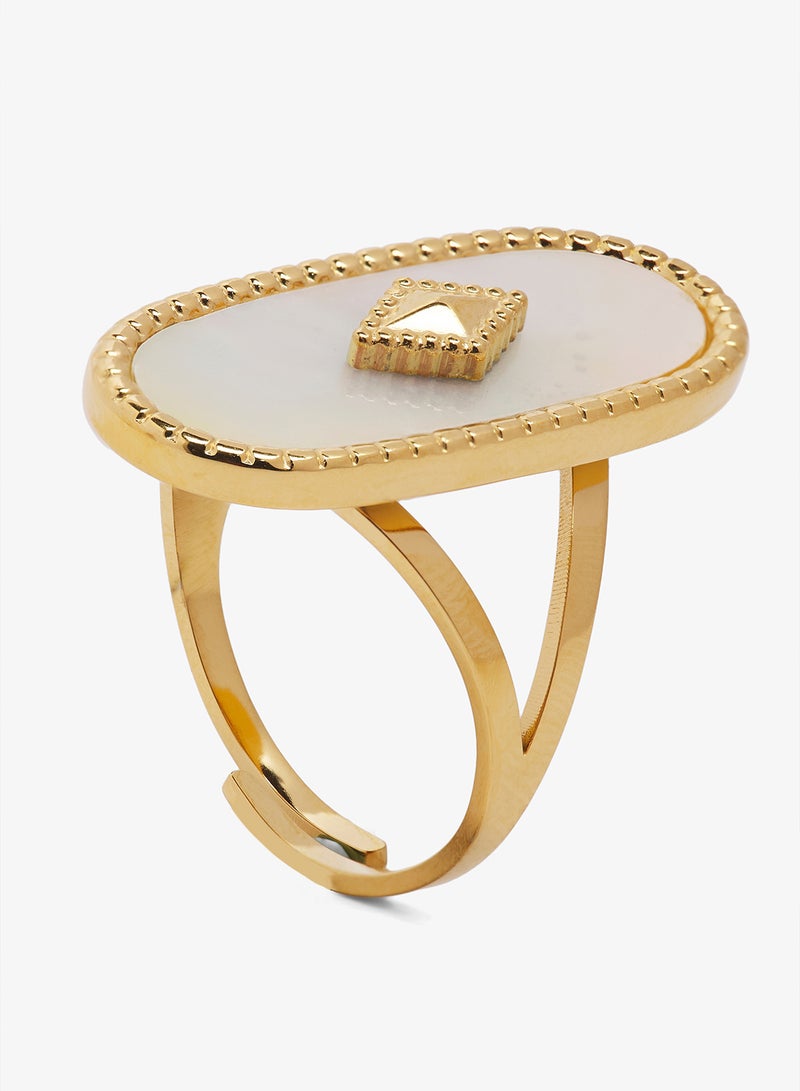 Ginger Resin Gold Detail Statement Ring - Image 2