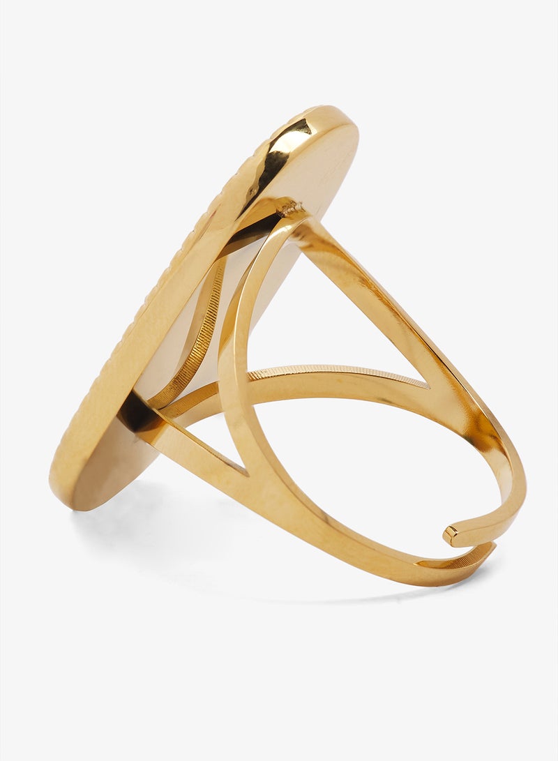 Ginger Resin Gold Detail Statement Ring - Image 3