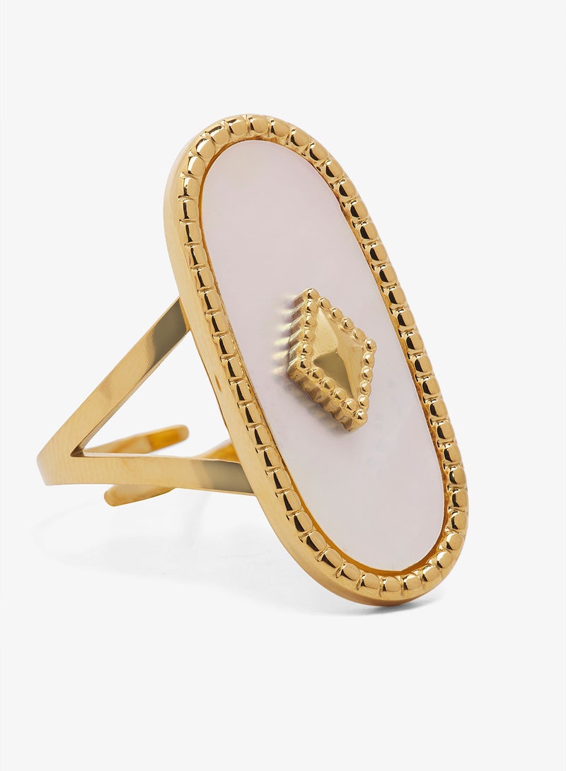 Ginger Resin Gold Detail Statement Ring - Image 1