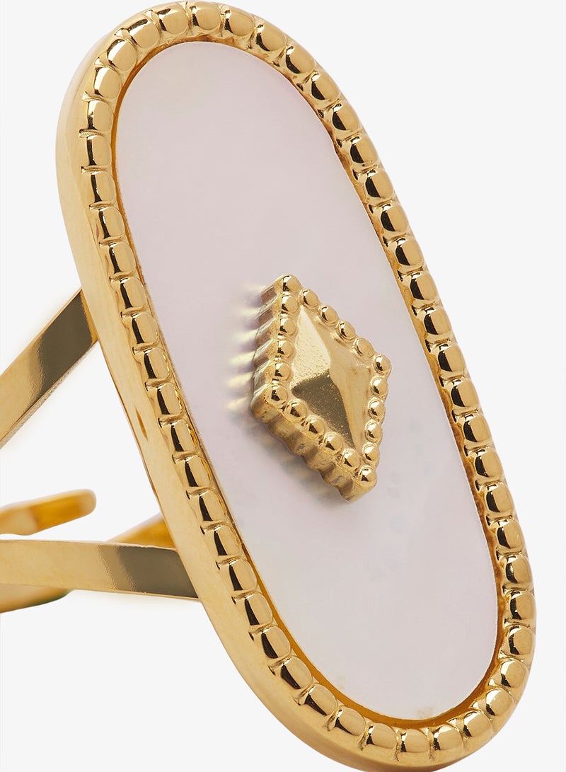 Ginger Resin Gold Detail Statement Ring - Image 4