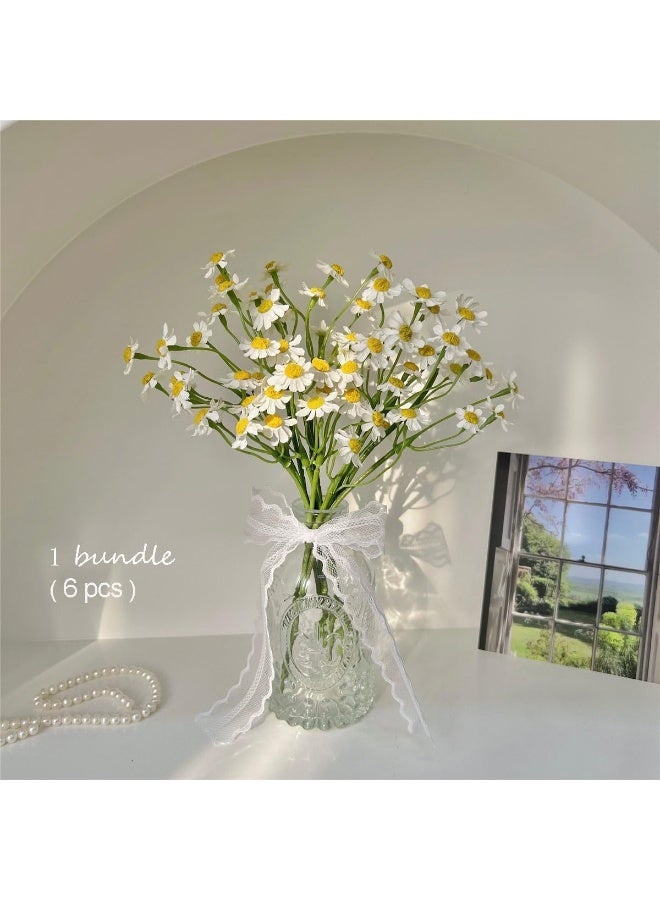 Forest Home Artificial Fake Flowers, 6 Bundles White Daisy Fake Flowers Outdoor UV Resistant Artificial Daisies for Home Window DIY Garden Planter Wedding Farmhouse Indoor Outside Decorations - Image 4