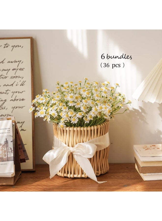 Forest Home Artificial Fake Flowers, 6 Bundles White Daisy Fake Flowers Outdoor UV Resistant Artificial Daisies for Home Window DIY Garden Planter Wedding Farmhouse Indoor Outside Decorations - Image 3
