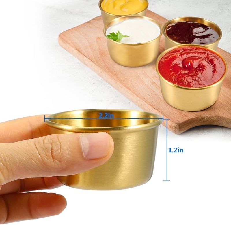 Amytalk Ramekin Sauce Dipping Bowl Mini Sauce Cups Pudding Condiment Cups for Home Party Restaurant (Golden 12PCS 60ml) - Image 2