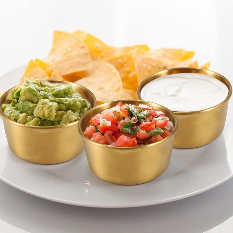 Amytalk Ramekin Sauce Dipping Bowl Mini Sauce Cups Pudding Condiment Cups for Home Party Restaurant (Golden 12PCS 60ml) - Image 5