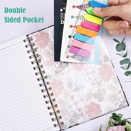 OMEYA Spiral Notebook, 4 Pack A5 Lined Journal for Women, Hardcover Spiral Journal with 2 Pockets, College Ruled Notebooks, Cute Notebook for Office, School Supplies, Gifts (160 Pages, 6.3" x 8.46") - Image 3