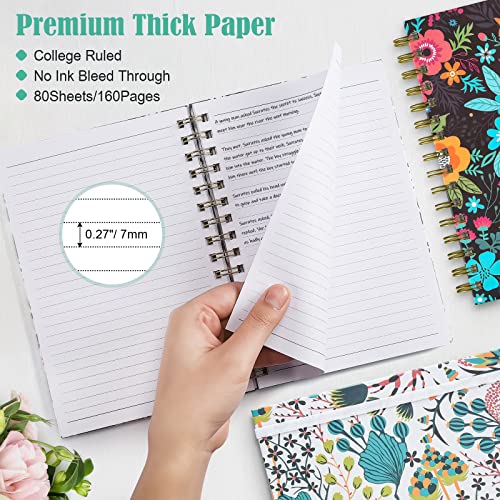 OMEYA Spiral Notebook, 4 Pack A5 Lined Journal for Women, Hardcover Spiral Journal with 2 Pockets, College Ruled Notebooks, Cute Notebook for Office, School Supplies, Gifts (160 Pages, 6.3" x 8.46") - Image 4