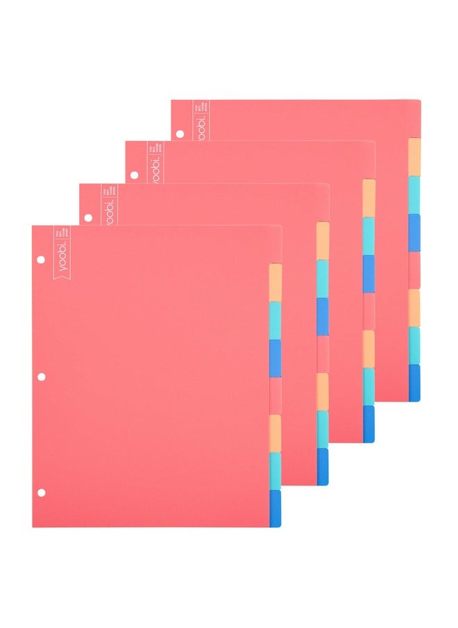 يوبي Binder 8 فواصل علامات التبويب، حزمة من 4 فواصل متعددة الألوان لـ 3 مجلدات حلقية، علامات تبويب صفحات منظم من البوليستر القوي مع ملصقات لاصقة فارغة وفواصل مجلد مع علامات تبويب للمدرسة والمكتب والمنزل  - Image 1