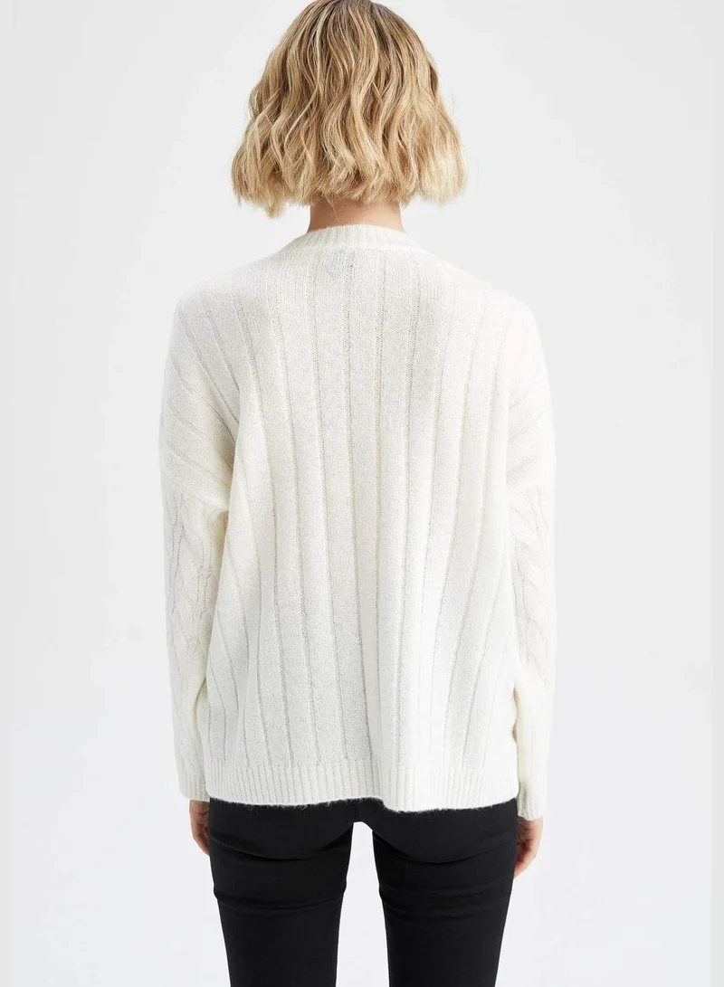 DeFacto Woman Oversize Fit Crew Neck Long Sleeve Tricot Pullover