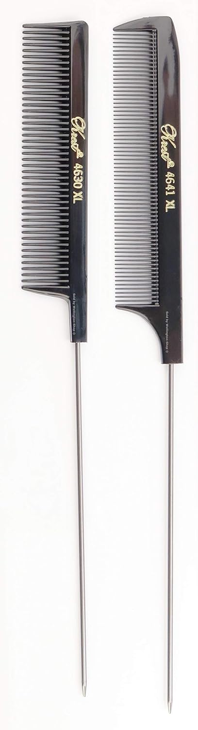 Krest Pintail Combs Weaving Foiling Fine Tooth Rattail Hair Comb XL 2 PC