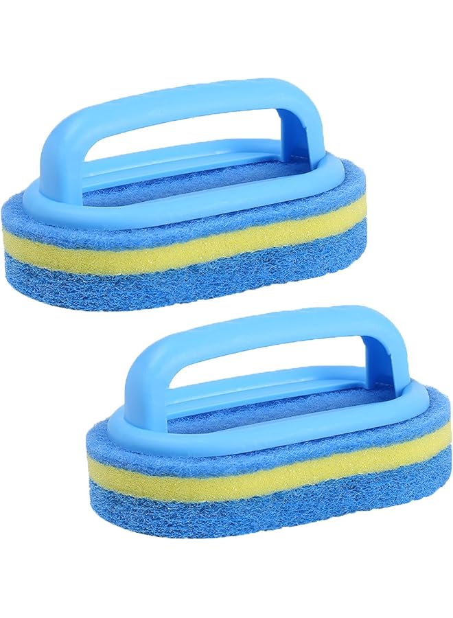 promass Cleaning Sponge Brush, 3 Layer Thick Cleaning Sponge with Handle for Cleaning, 2 Pack Blue Soft Magic Sponge Brush for Bathroom, Tile, Walls, Kitchen, Bathtub Ceramic Tile Cleaner Kitchen Tool - Image 1