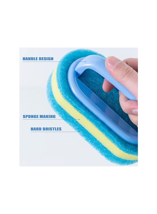 promass Cleaning Sponge Brush, 3 Layer Thick Cleaning Sponge with Handle for Cleaning, 2 Pack Blue Soft Magic Sponge Brush for Bathroom, Tile, Walls, Kitchen, Bathtub Ceramic Tile Cleaner Kitchen Tool - Image 2