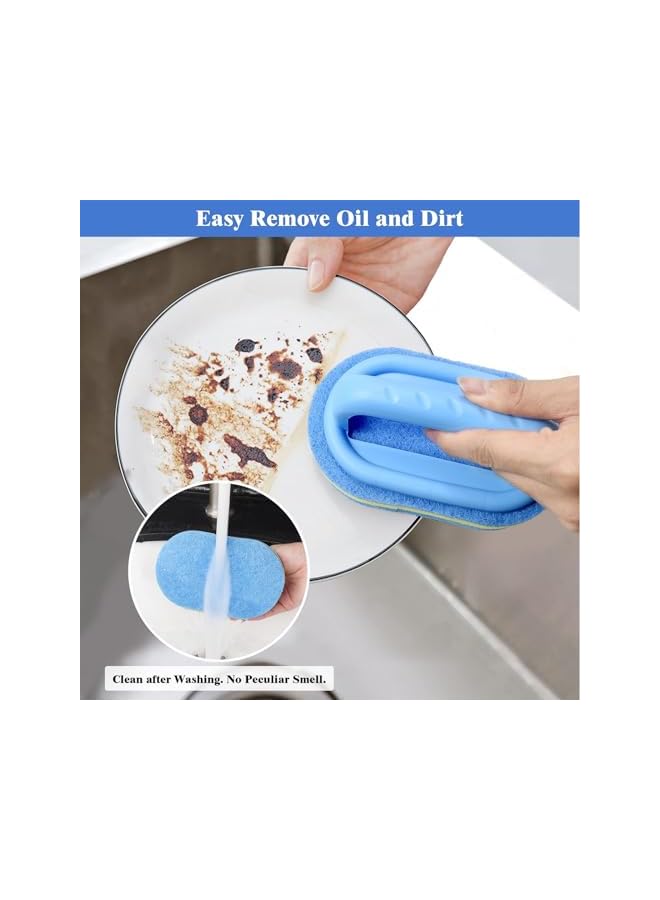 promass Cleaning Sponge Brush, 3 Layer Thick Cleaning Sponge with Handle for Cleaning, 2 Pack Blue Soft Magic Sponge Brush for Bathroom, Tile, Walls, Kitchen, Bathtub Ceramic Tile Cleaner Kitchen Tool - Image 3